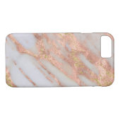 Coques Case-Mate iPhone Motif en marbre rose et blanc féminin (Dos (Horizontal))