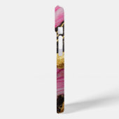 Coques Case-Mate iPhone Motif en marbre rose noir avec or (Verso / Gauche)