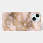 Coques Case-Mate iPhone Motif en marbre rose or crème (Verso (horizontal))