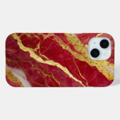 Coques Case-Mate iPhone Motif en marbre rouge avec or (Verso (horizontal))