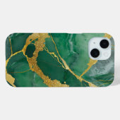 Coques Case-Mate iPhone Motif en marbre vert avec or (Verso (horizontal))
