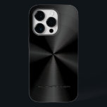 Coques Pour iPhone Motif en métal noir en acier inoxydable Look 3<br><div class="desc">Un motif métallique brillant noir en acier inoxydable. monogramme personnalisé et optionnel. C'est une image de motif en acier inoxydable et non de métal réel. Disponible sur d'autres produits</div>
