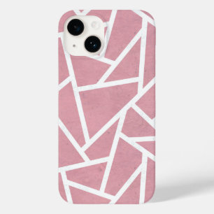 Coque Pour iPhone 14 Motif en mosaïque corail et blanc