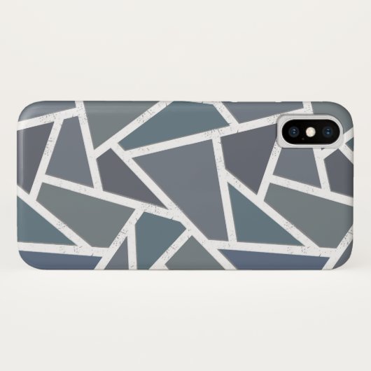 Coques Case-Mate iPhone Motif en mosaïque gris bleu (Dos (Horizontal))