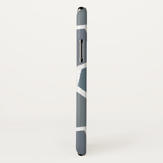 Coques Case-Mate iPhone Motif en mosaïque gris bleu (Dos/Droite)