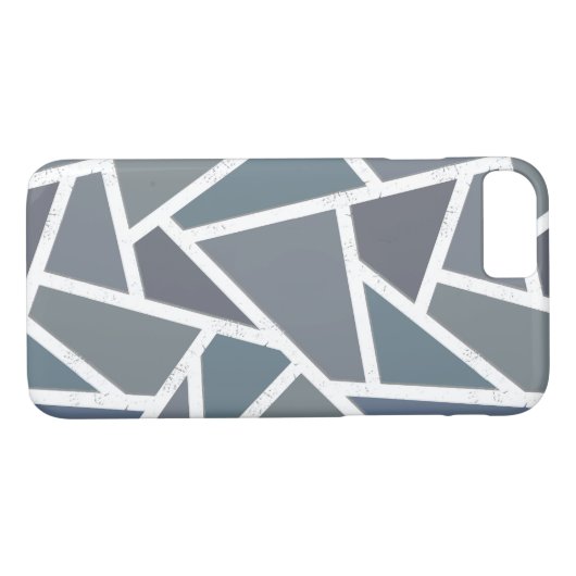 Coques Case-Mate iPhone Motif en mosaïque gris bleu (Dos (Horizontal))