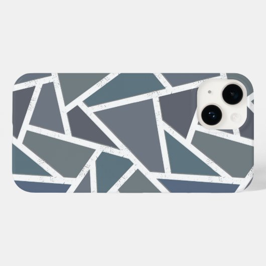Coques Case-Mate iPhone Motif en mosaïque gris bleu (Verso (horizontal))