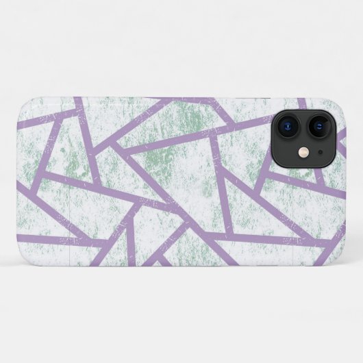 Coques Case-Mate iPhone Motif en mosaïque vert clair et lavande (Dos (Horizontal))