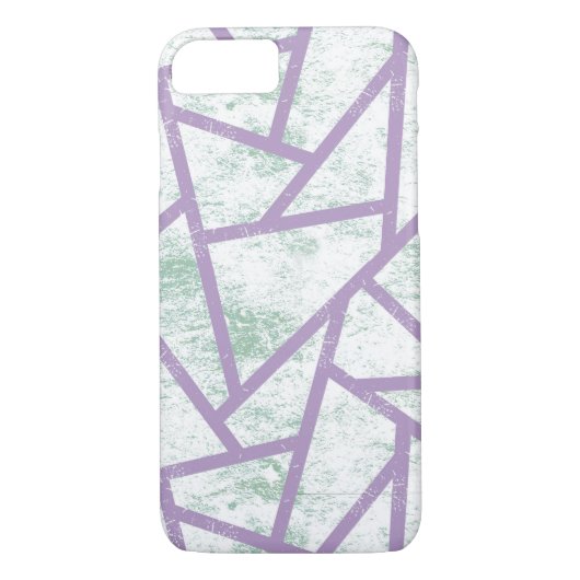 Coques Case-Mate iPhone Motif en mosaïque vert clair et lavande (Dos)