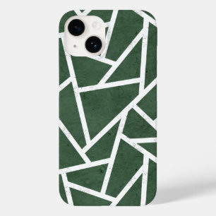 Coque Pour iPhone 14 Motif en mosaïque verte et blanche