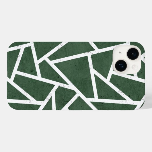 Coques Case-Mate iPhone Motif en mosaïque verte et blanche (Verso (horizontal))