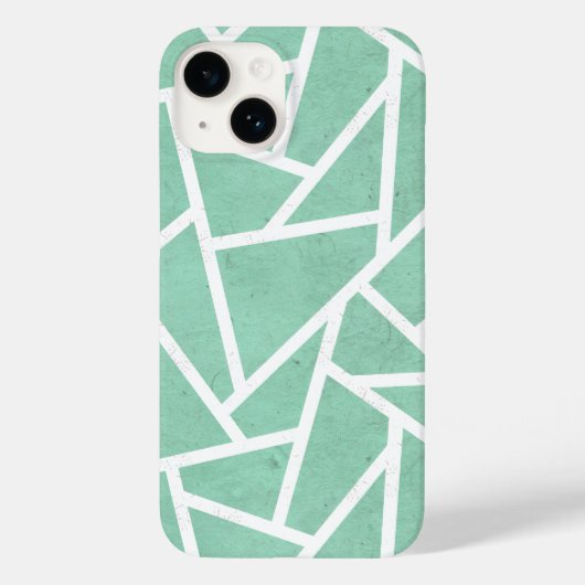 Coques Case-Mate iPhone Motif en mosaïque verte et blanche (Verso)