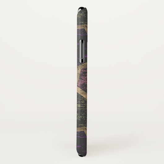 Coques Case-Mate iPhone Motif en mosaïque violet et or (Dos/Droite)