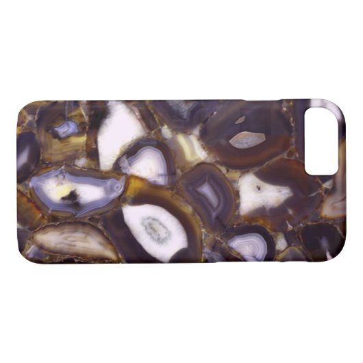 Coques Case-Mate iPhone Motif en pierre blanche Brown violet (Dos (Horizontal))