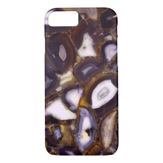 Coques Case-Mate iPhone Motif en pierre blanche Brown violet (Dos)