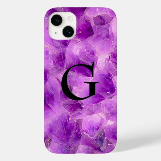 Coques Case-Mate iPhone Motif en pierre de Gem, Améthyste et Onyx noir (Verso)