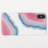 Coques Case-Mate iPhone Motif en pierre rose et bleu Agate (Dos (Horizontal))