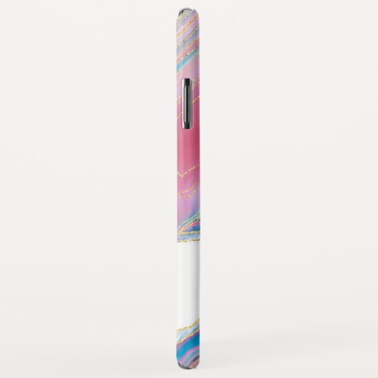 Coques Case-Mate iPhone Motif en pierre rose et bleu Agate (Dos/Droite)