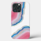 Coques Case-Mate iPhone Motif en pierre rose et bleu Agate (Verso)