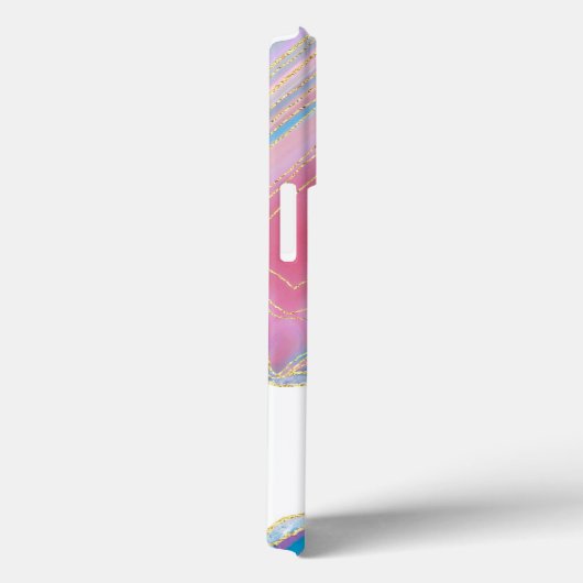 Coques Case-Mate iPhone Motif en pierre rose et bleu Agate (Verso / Droite)