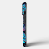 Coques Case-Mate iPhone Motif en plume noir et turquoise (Verso / Gauche)