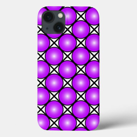 Coques Case-Mate iPhone Motif en treillis noir blanc Magenta points roses (Verso)