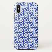 Coques Case-Mate iPhone Motif en tuiles égyptiennes, blanc et bleu cobalt (Dos)