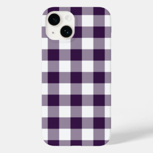 Coque Pour iPhone 14 Motif En vichy violet et blanc