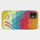 Coques Case-Mate iPhone Motif et monogramme 2 d'hexagone d'arc-en-ciel (Dos (Horizontal))