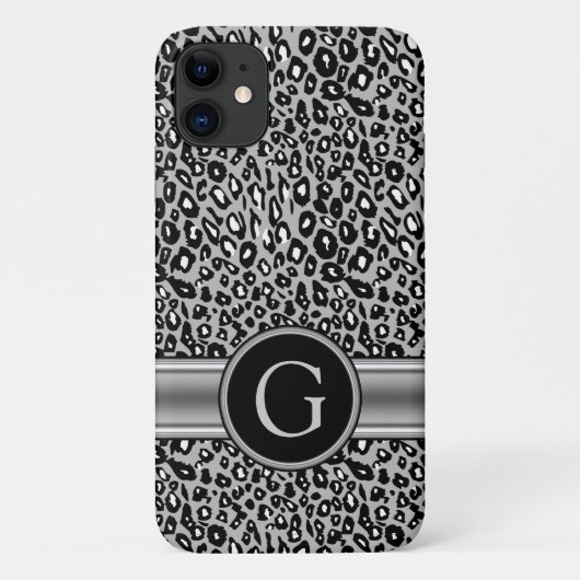 Coques Case-Mate iPhone Motif et monogramme Silver Leopard tendance (Dos)