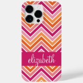 Coques Case-Mate iPhone Motif et nom Hot Pink & Orange Chevron (Verso)