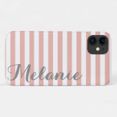 Coques Case-Mate iPhone Motif et nom stylé rose blanc rayures (Dos (Horizontal))