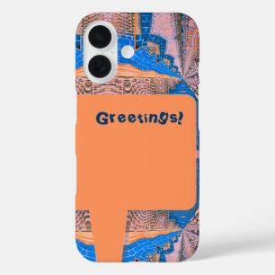 Coques iPhone 16 Motif et texte fractionné psychédélique