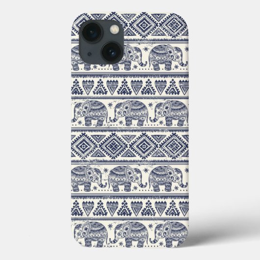 Coques Case-Mate iPhone Motif ethnique bleu d'éléphant (Verso)