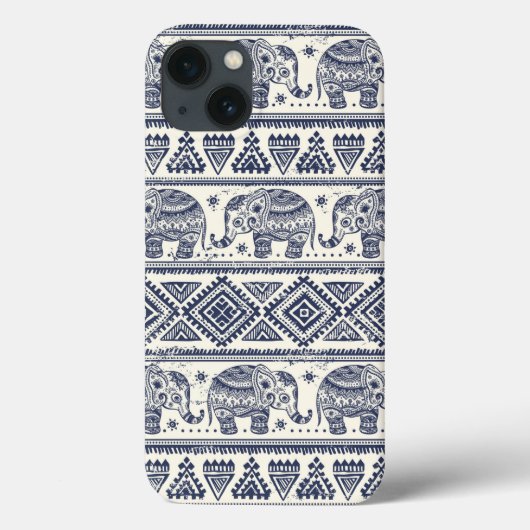 Coques Case-Mate iPhone Motif ethnique bleu d'éléphant (Verso)