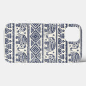 Coques Case-Mate iPhone Motif ethnique bleu d'éléphant (Verso (horizontal))