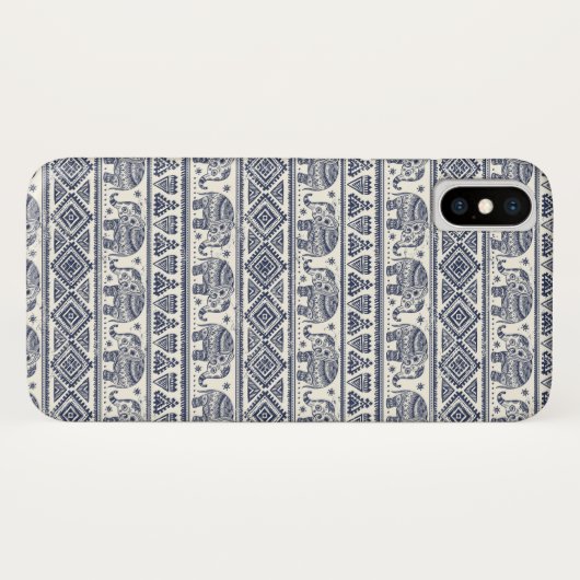 Coques Case-Mate iPhone Motif ethnique bleu d'éléphant (Dos (Horizontal))