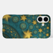 Coques Case-Mate iPhone Motif étoile Abstrait turquoise et jaune (Verso (horizontal))
