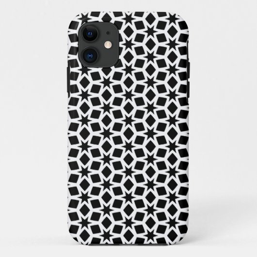 Coques Case-Mate iPhone Motif étoile géométrique noir et blanc (Dos)