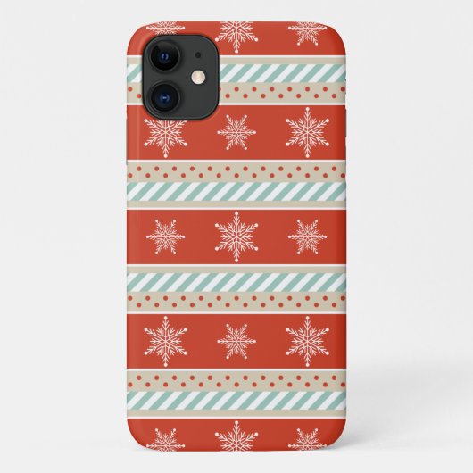 Coques Case-Mate iPhone Motif Festive Red Mint Stripes Snowflakes (Dos)
