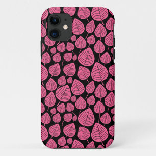 Etui iPhone Case-Mate Motif feuille 02 - Rose profond sur noir