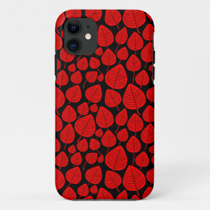 Case-Mate iPhone Case Motif feuille 02 - Rouge sur noir