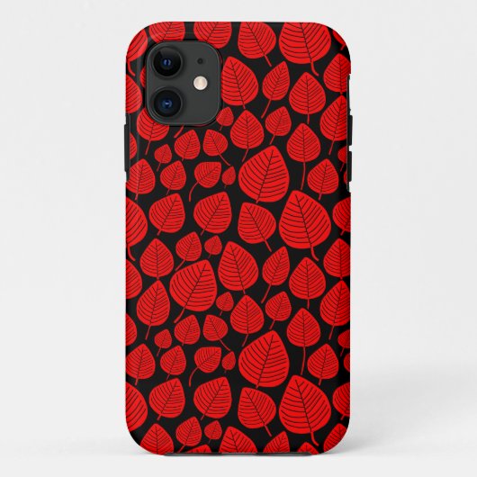 Coques Case-Mate iPhone Motif feuille 02 - Rouge sur noir (Dos)