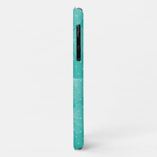 Coques Case-Mate iPhone Motif feuille abstrait blanc sur vert menthe (Dos/Gauche)