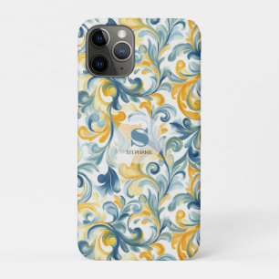 Case-Mate iPhone Case Motif feuille bleu et or Paisley