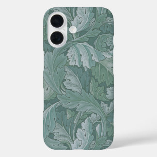 Coques iPhone 16 Motif feuille d'acanthe bleu sarcelle de William M