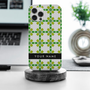 Coque iPhone 15 Pro Max Motif feuille, Feuilles verts, votre nom