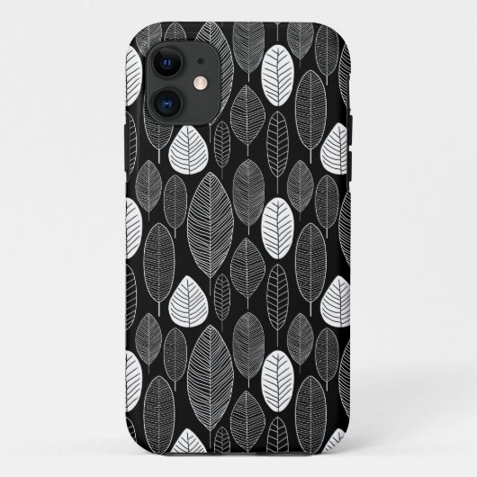 Coques Case-Mate iPhone Motif feuille - noir sur blanc (Dos)