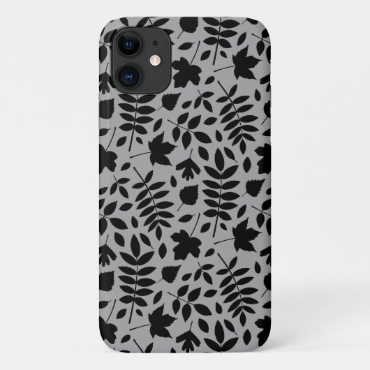 Coques Case-Mate iPhone Motif Feuille tombé noir sur gris (Dos)