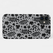Coques Case-Mate iPhone Motif Feuille tombé noir sur gris (Dos (Horizontal))